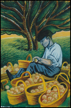 grandfather with apples
